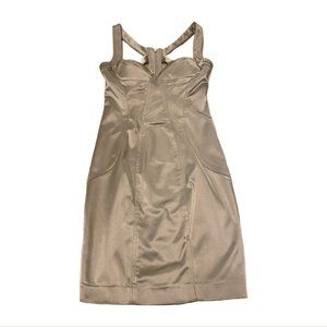 Bebe Gold Stretch Satin Dress
